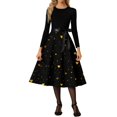 thumbnail image 3 of Fgvctg Valentine'S Day Wedding Guest Dresses For Women Soft Long Sleeve Vintage Dress Cocktail A-Line Date Night 50'S Dress Romantic Cute Heart Graphic Outfits Crewneck Clothes Gold XL, 3 of 4