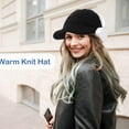 thumbnail image 3 of 2 Sets Winter Hats Gloves for Women Knit Beanie Slouchy Women Winter Brim Hat Women Touchscreen Glove Winter Beanie with Brim, 3 of 7