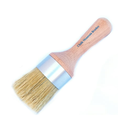 Chalk Mountain Brushes & Waxes - Large Round Boar Hair Bristle DIY Furniture Wax or Stenciling (Best Brush For Waxing Furniture)