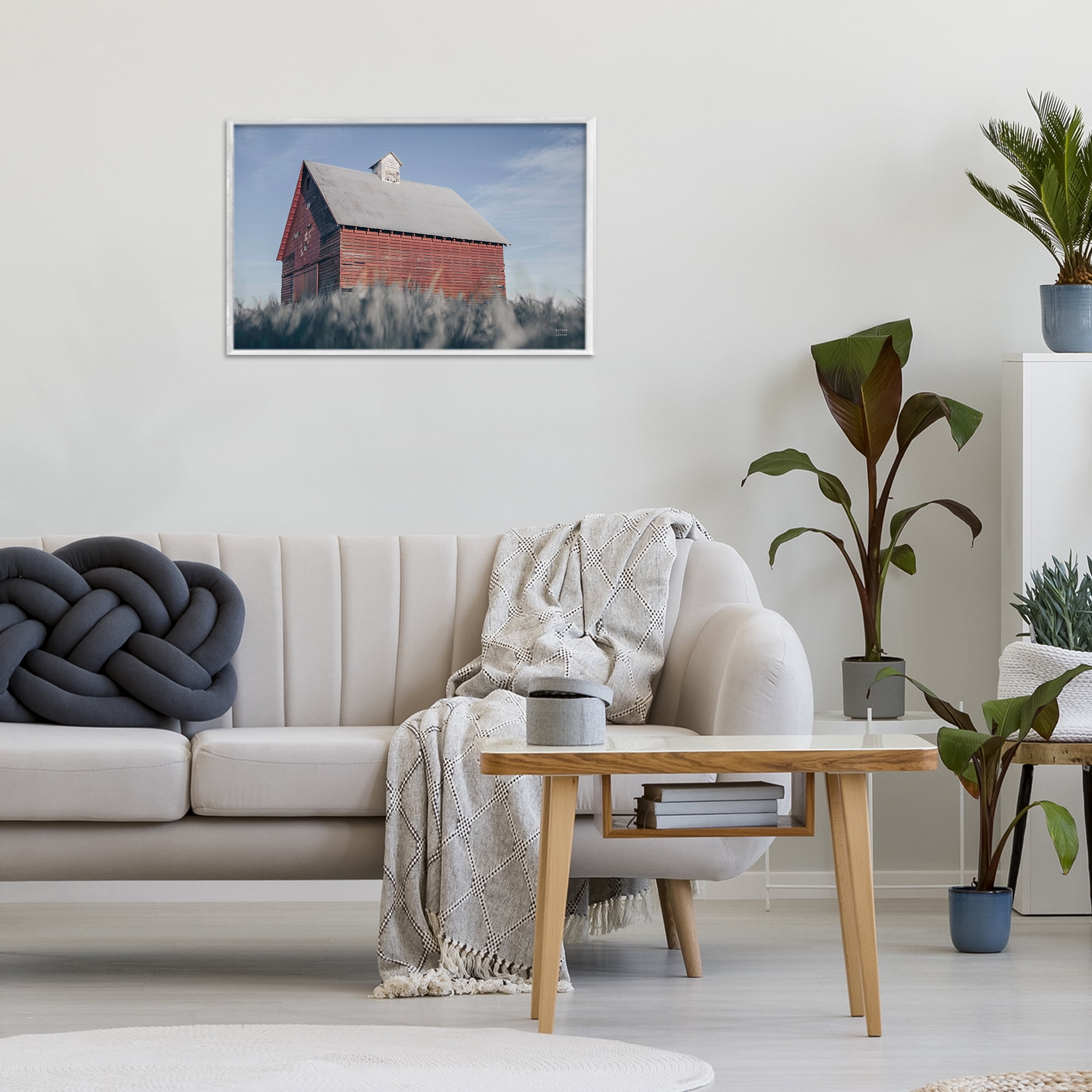 Stupell Industries End Of The Field Cottage White Framed Giclee Art, design by Nathan Larson