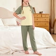 thumbnail image 7 of Amidoa Girls 2 Piece Outfits Summer Clothes Short Sleeve Cute T-Shirt and Casual Shorts Kids Clothing Sets Green Size 14, 7 of 7
