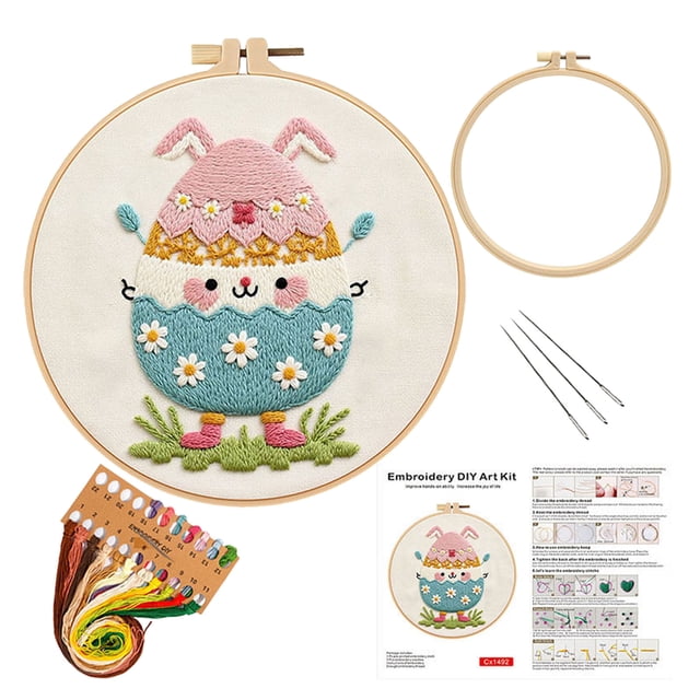 Easter Kit Printed And Eggs Embroidery Set For Beginners | Complete DIY Craft Thoughtful Easter Gift Spring Wall Art