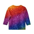 thumbnail image 4 of Abcomgle Girls 3/4 Sleeve Shirts Summer 3/4 Sleeve Toddler T-Shirt Glitter Sparkly Girls Shirts Cute Crewneck Cotton Linen Tops,9-10 Years, 4 of 5