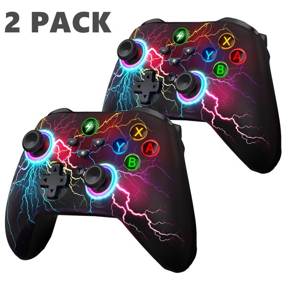 2 Pack Wireless Controller for Switch 2/Switch OLED/Lite, iOS/Android/PC Steam, Programmable Back Buttons, Turbo, Motion & Adjustable Vibration, USB-C Cable Included