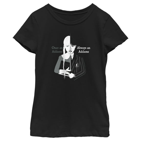 Girl's Wednesday Always an Addams  Graphic Tee Black Small