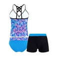 thumbnail image 4 of renvena Kids Girls Swimsuit Leotard Tops and Brief with Shorts Set Swimwear Colorful Floral 14, 4 of 7
