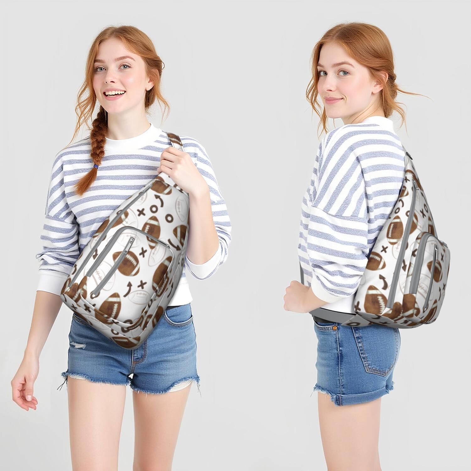 Sports Sling Backpack - Baseball, Football, Soccer, Basketball Print – Lightweight Crossbody Bag for Hiking, Gym, Travel – Athletic Gift for Sports Lovers