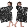 thumbnail image 4 of Black Gothic Skull Cat Pattern Hooded Bath Towel，50"x30" for Ages 3 To 12 Kids, Quick Dry Lightweight Soft Microfiber Hood Beach Towel Cover Up for Kids, 4 of 7