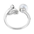 thumbnail image 2 of Shimmering Tropical Leaf Embrace White Pearl Sterling Silver Adjustable Ring for Female Anniversary, 2 of 5