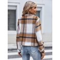 thumbnail image 4 of Weardear Women's Cropped Casual Jacket Flannel Fall Outwear Jacket Plaid Button Down Coat, 4 of 5
