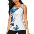 thumbnail image 2 of Picia Blue Flying Butterflies Pattern Women's Workout Tank Top,Breathable Activewear,Slim Fit Athletic Top,Versatile Workout Moisture-wicking top-X-Large, 2 of 9