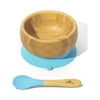 Avanchy Bamboo Baby Bowl & Spoon - Baby Cutlery - Bamboo Kids Bowl - BPA Free Bowl - Bamboo Kids Utensils - Baby Bowl and Spoons Set, Blue - 5" x 3"