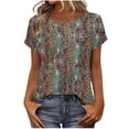thumbnail image 2 of Aimik Women's Casual T-shirt Fashion Print Short Sleeve Round Neck Base Tee Summer Loose Comfort Top, 2 of 6