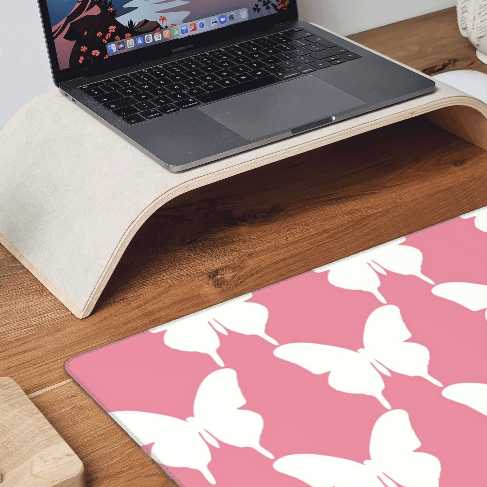 Rateoe Butterfly 2 Print Mouse Pad - Extended Large Gaming Mousepad,Non-Slip Stitched Edge,16x29.5 Inch