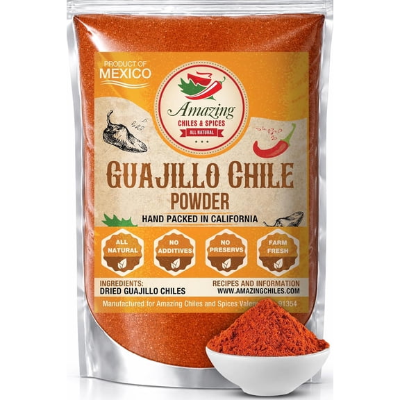 Guajillo Chile Powder Ground 4 oz – Natural and Premium - Great For Chili, Sauces, Stews, Salsa, Meat Rubs, Enchiladas, Mole and Tamales - Tangy Spicy Sweet Flavor