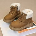 thumbnail image 5 of Snow Boots,Boys Boots Winter Classic Warm Thickened Leather for Children Lined Durable Boots for Outdoor,Chelsea Boot,06 Brown,11.5-12 Years, 5 of 6