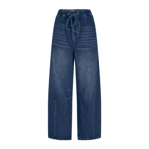 Perfectbot Women's Wide Leg Jeans - Low Waist Baggy Barrel Casual Drawstring Denim Pants, S-2XL