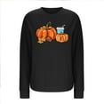 thumbnail image 4 of Sakmal Pumpkin Sweatshirts for Women Oversized Thanksgiving Black Fall Sweatshirts Comfy Long Sleeve Shirts, 4 of 5