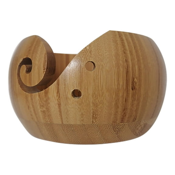 Qyaukm Wooden Yarn Bowl Portable Knitting Yarn Bowl Christmas Gifts for Women Knitting Crochet Knit Picker Yarn Bowl (5.9" X 5.9" X3.14"), 1X Wooden Woven Bowl