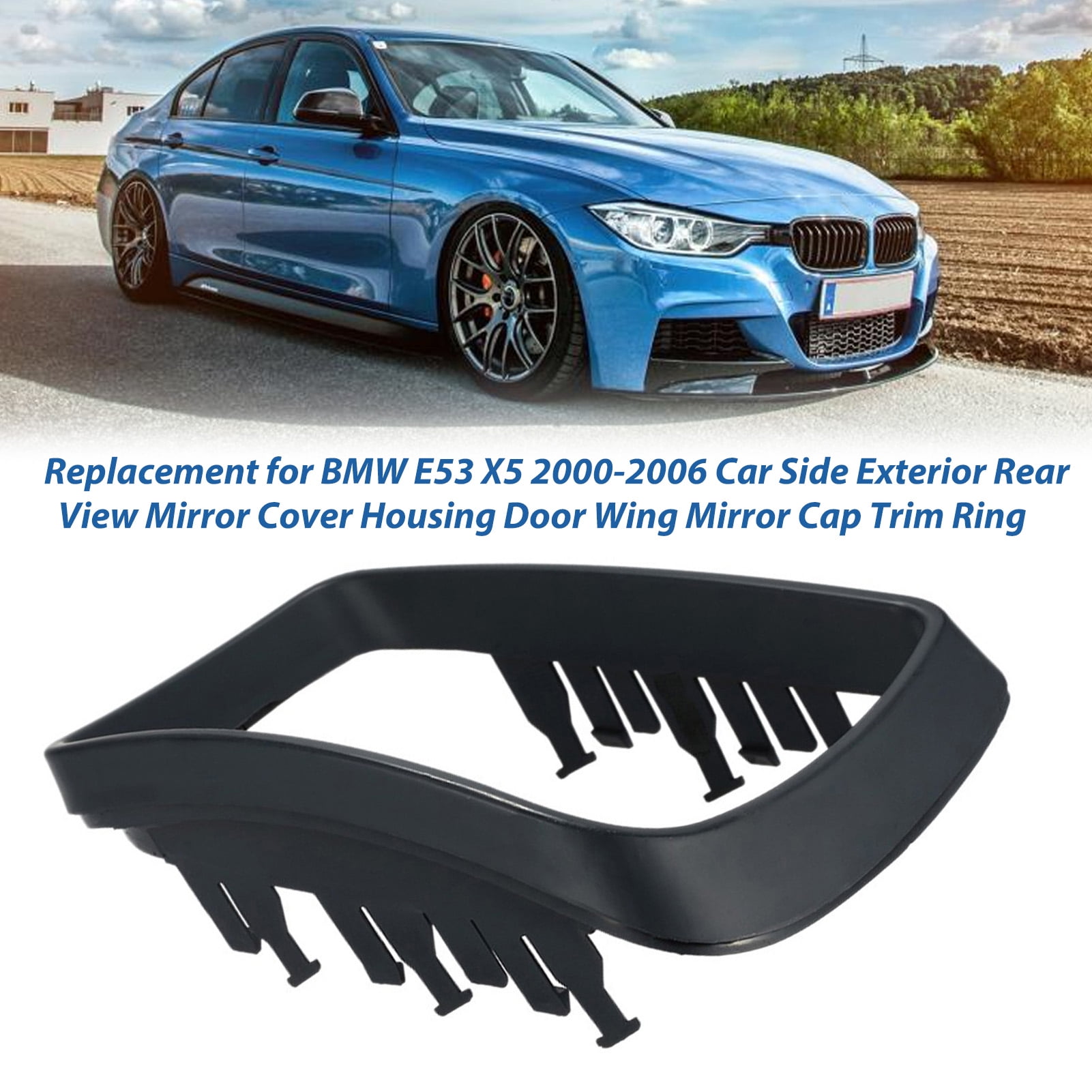 Walmeck Replacement for E53 X5 2000-2006 Car Side Exterior Rear View Mirror  Cover Housing Door Wing Mirror Trim Ring