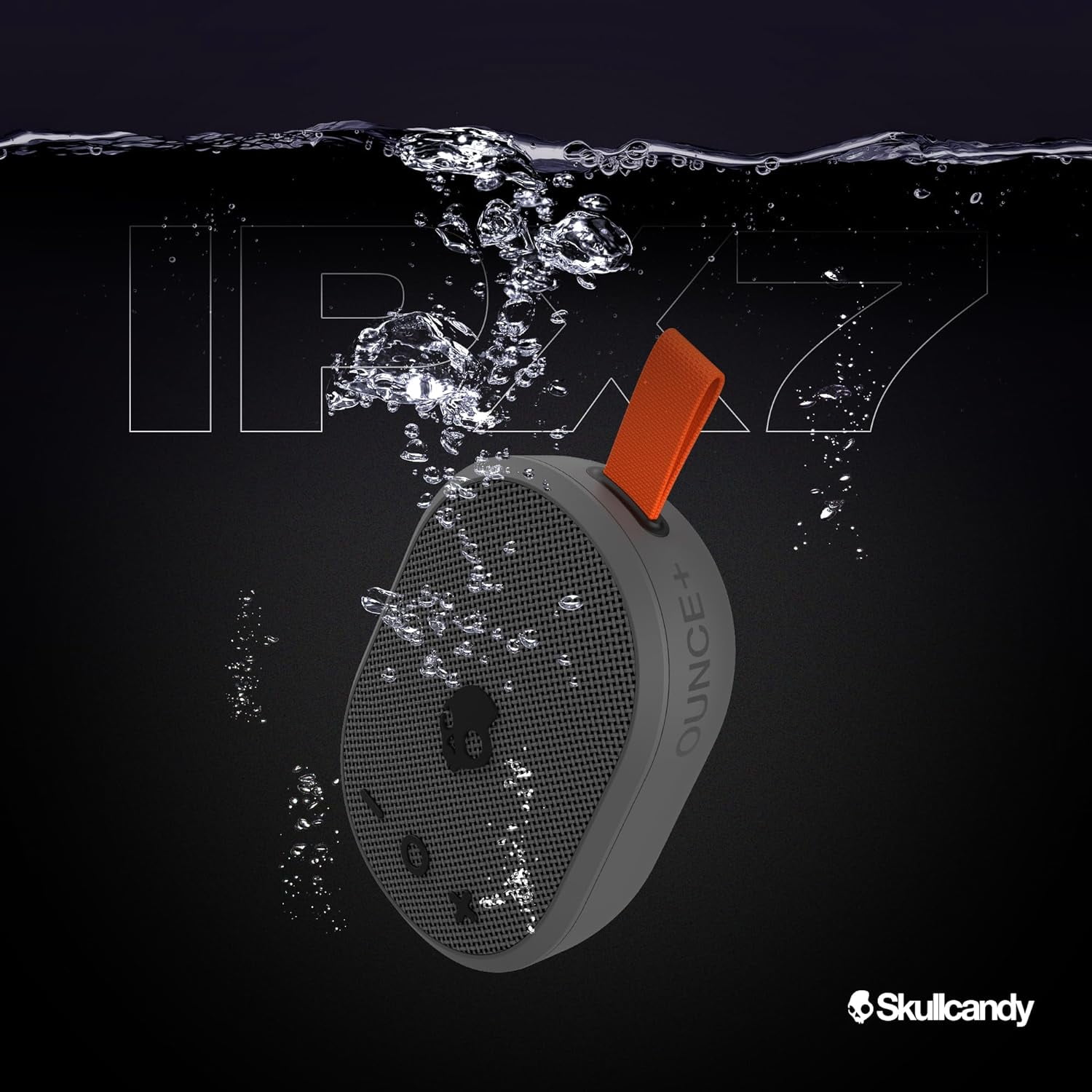 Skullcandy Ounce+ Wireless Speaker, IPX7 Waterproof Portable Speaker, 16 Hour Battery, True Wireless Stereo, Nylon Carry Strap
