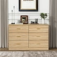 thumbnail image 2 of 6-Drawer Dresser for Bedroom,Modern Ample Storage Wide Chest of Drawers for Living Room,Hallway,Natural, 2 of 7