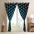 thumbnail image 4 of Erosebridal Turquoise Window Curtains 52"Wx84"L Teal Black Blackout Curtains For Bedroom Living Room,Abstract Geometric Honeycomb Curtains & Drapes,Modern Fashion Window Treatments 2 Panels, 4 of 6