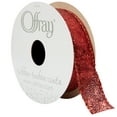 thumbnail image 2 of (2 pack) Offray Ribbon, Red 7/8 inch Wired Edge Metallic Ribbon, 9 feet, 2 of 12