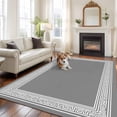 thumbnail image 3 of Grey Geometric Large Area Rugs for Bedroom Living Room, Soft Non Slip Carpet Bedside Rug, Bohemia Tribal Farm Tribal Patterned Rectangular Floor Cover Kitchen Accent Rug 8'x10' for Dining Room/Office, 3 of 9