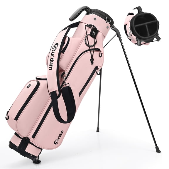 Sturdum 3.7 lb Lightweight Par 3 Golf Stand Bag, 3-Way Divider, 900D Oxford, Holds Up to 8 Clubs, Cooler Pocket for Pitch & Putt and Driving Range