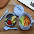 thumbnail image 5 of Nkmbld Stainless Steel Mixing Bowl Instant Bowl with Compartment Instant Cup and Chopsticks Cutlery Set Instant Bucket, Blue, 5 of 8