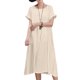 thumbnail image 1 of Casual Mujer Algodón Vestido largo Manga corta O-cuello Sólido Split Boho Midi Vestido Beige / CACAGOO Vestido, 1 of 7