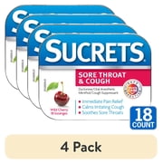 (4 pack) Sucrets Sore Throat Lozenges, Wild Cherry Flavor, 18 Count