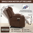 thumbnail image 4 of Power Lift Recliner Chair, 350LB Capacity with Massage and Heat, USB Charging, Cup Holders, Elderly Chair for Living Room, Brown Chenille, 4 of 12