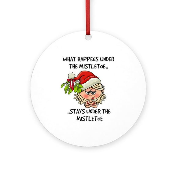 CafePress - Under The Mistletoe Blonde Hair -  Round Wood Ornament 4"