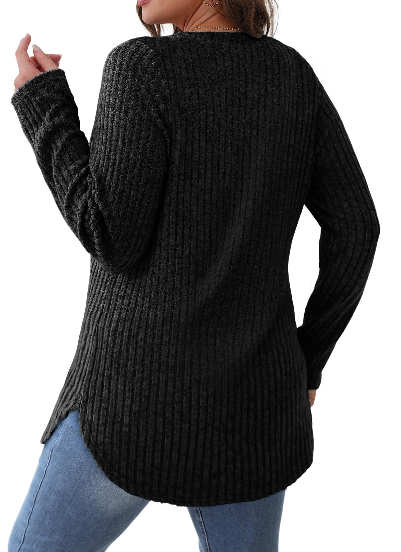 Fantaslook Long Sleeve Shirts for Women Casual Tunic Tops Dressy Crew Neck Pullover Fall Lightweight Sweaters for Women