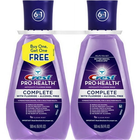 Crest Pro-Health Clean Mint Complete Oral Rinse with Fluoride, 16.9 fl oz (2 count)