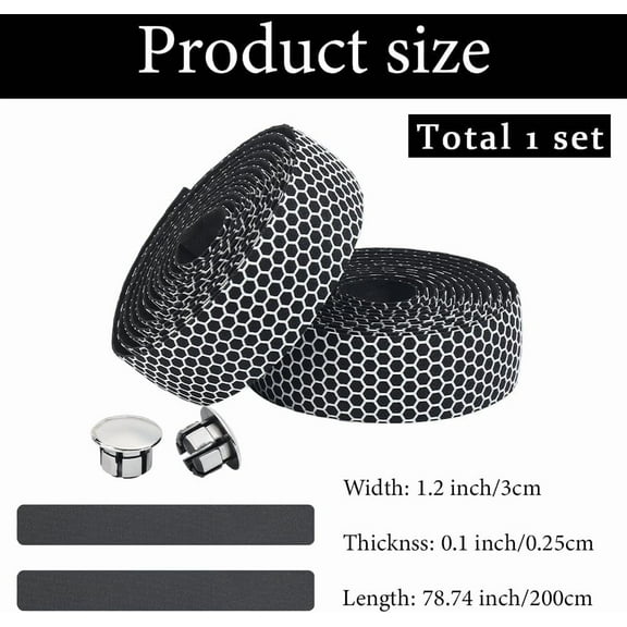 1 set 2 Rolls Cycling Handlebar Tape White PU Leather Sweat Absorbent Enhance Comfortable Bicycle Handle Bar Padded Wraps Tapes with Metal Plugs Belt for Gravel Bike Road Riding