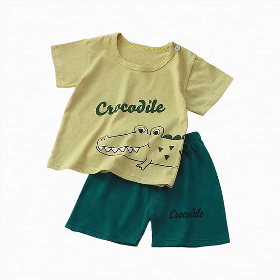 HCNTES Toddler Baby Girls Summer Outfits Short Sleeve T-Shirts Tops Floral Shorts 2Pcs Clothes Set(Green,7-8 Years)