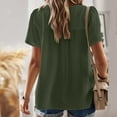thumbnail image 5 of MIXUE Boho Tops For Women Summer Solid Color Lace Crew Neck Short Sleeve Pullover Shirts For Women Tshirts Activewear,Green,M, 5 of 7