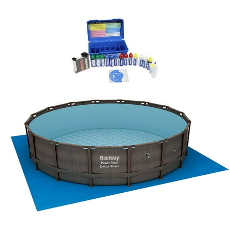 Bestway 16 Foot Power Steel Frame Above Ground Pool Set w/ Taylor Water Test (Best Way To Test For Cancer)