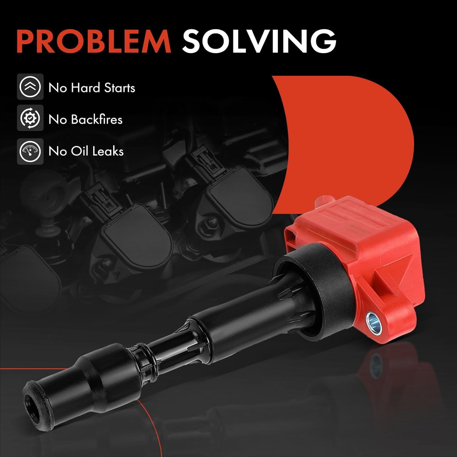 A-Premium (Red) Engine Ignition Coil Pack Compatible with Hyundai Elantra 2015-2020, Sonata 2015-2017, Veloster 2019-2021, Kona 2018-2021 & Kia Soul, Optima, Forte, Seltos, Forte Koup, 4-PC Set
