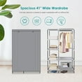 thumbnail image 2 of Portable Wardrobe Closet, 41 inch Wide Non-Woven Clothes Storage Organizer with Hanging Rail and 6 Shelves,  (41.3 x 17.7 x 66.9 inch, Grey), 2 of 7