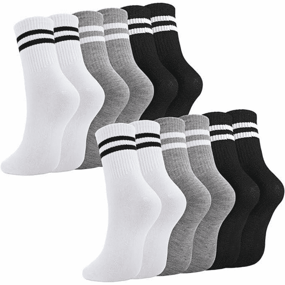 Solid Color 2 - Bar Mid - Calf Socks for Ladies - Comfortable, Versatile Everyday Wear (3 Pairs, Sizes 4 - 7)