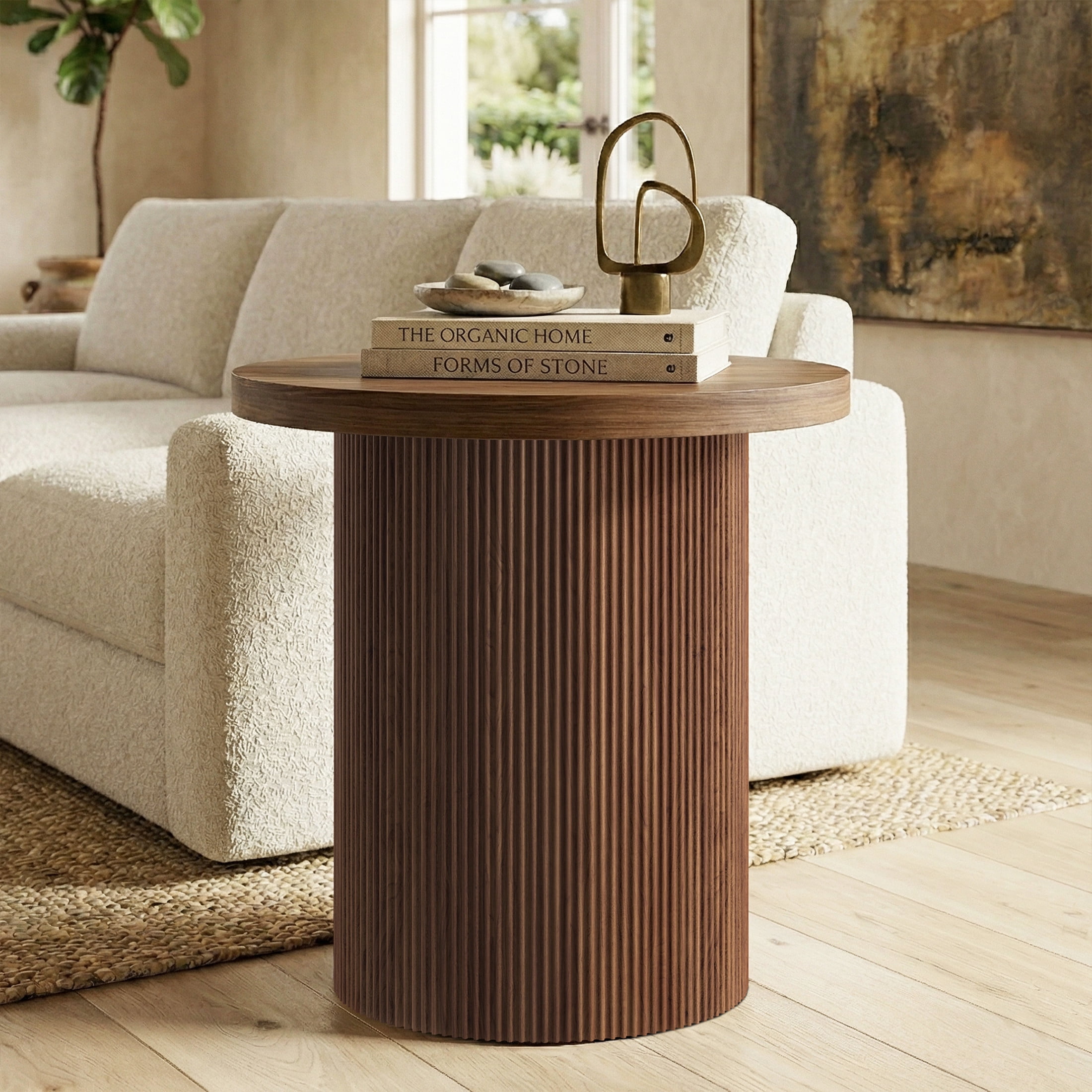 Evelyn&Zoe Modern/Contemporary 22" Wide Satin Walnut Side Table