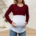 thumbnail image 6 of Ohufall Long Sleeve Maternity Tops for Women Fashion Colorblock Stripe Printed Crew Neck Nursing Shirts Women's Casual Pregnancy Clothes for Breastfeeding, 6 of 7