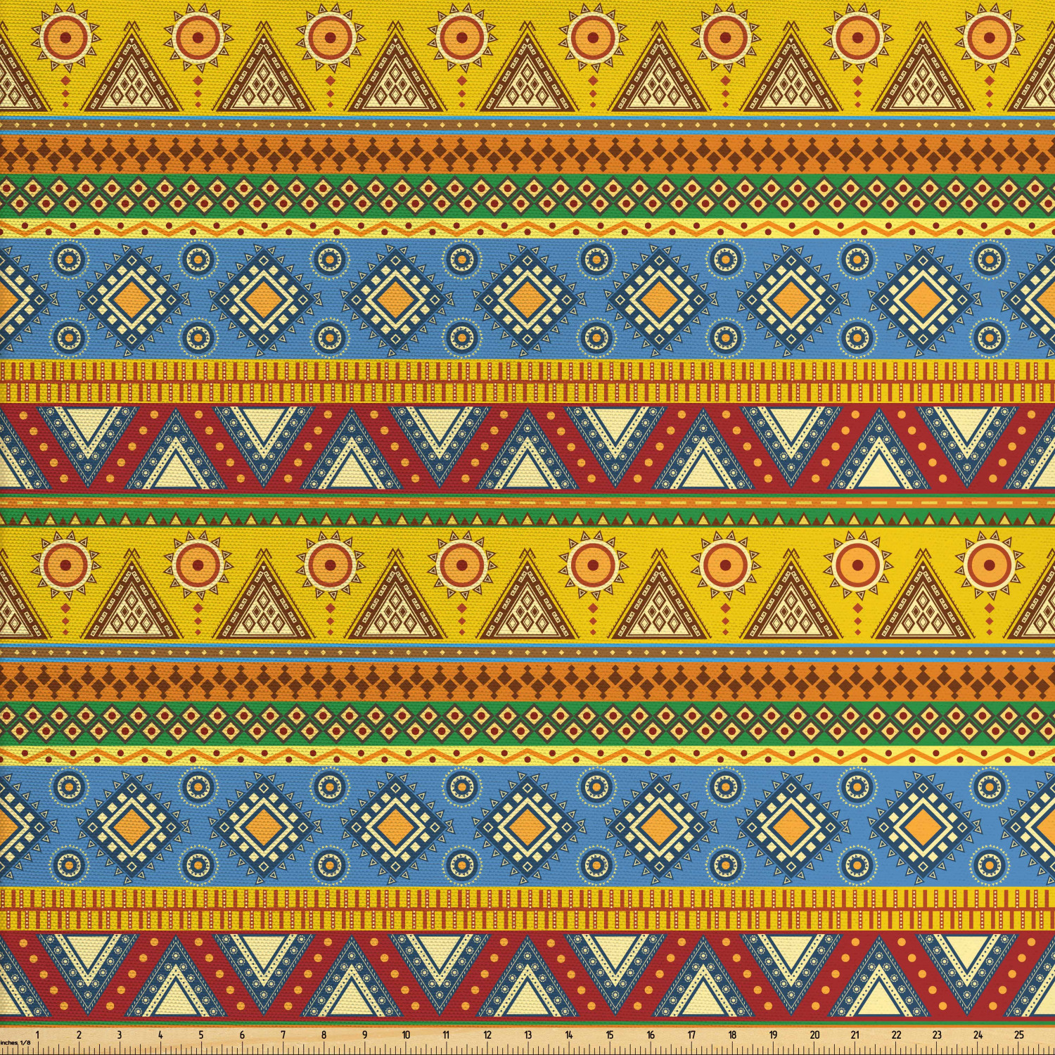 Mexican Fabric by The Yard, Traditional Aztec Borders with Geometric