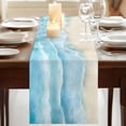 thumbnail image 3 of Blue Beige Table Runner, Summer Beach Coastal Nautical Ocean Washable Cotton Linen Table Runners 60 Inches Long, Dresser Scarf Runner for Coffee/TV Stands/Kitchen/Cabinets 13''x60'', 3 of 9