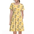 thumbnail image 1 of Balery mouse and cheese Vestidos sueltos de manga corta para mujer, vestidos de verano 2025, vestidos casuales de corte A con vuelo., 1 of 6