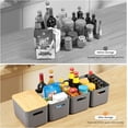 thumbnail image 5 of 4 Packs Storage Bins with Bamboo Lids - Plastic Storage Containers with Lids Stackable Storage Box：Storage Baskets for Organizing Desktop Closet Playroom Classroom Office,Gray, 5 of 14
